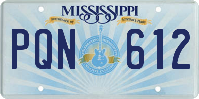 MS license plate PQN612