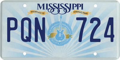 MS license plate PQN724