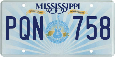 MS license plate PQN758