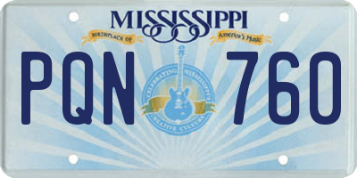 MS license plate PQN760