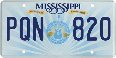 MS license plate PQN820