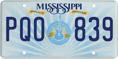MS license plate PQO839