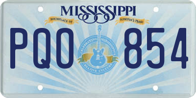 MS license plate PQO854