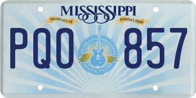 MS license plate PQO857