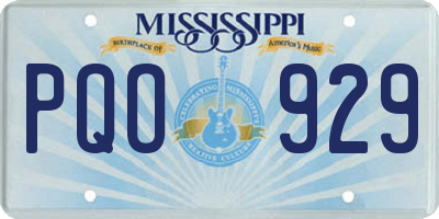 MS license plate PQO929