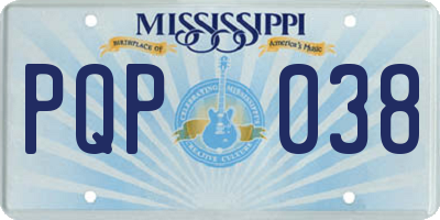 MS license plate PQP038