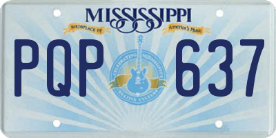 MS license plate PQP637