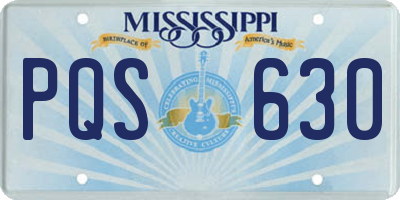 MS license plate PQS630