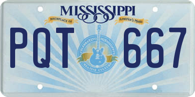 MS license plate PQT667