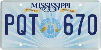 MS license plate PQT670