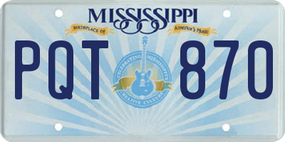 MS license plate PQT870
