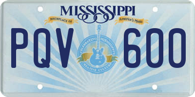 MS license plate PQV600