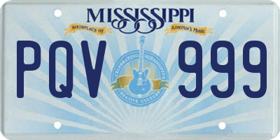 MS license plate PQV999