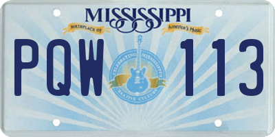 MS license plate PQW113