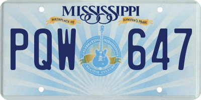 MS license plate PQW647