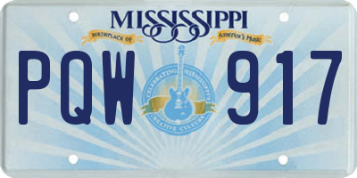 MS license plate PQW917