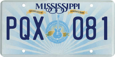 MS license plate PQX081