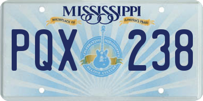 MS license plate PQX238