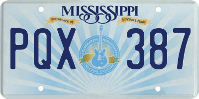 MS license plate PQX387