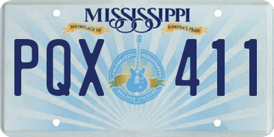 MS license plate PQX411