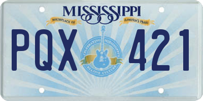 MS license plate PQX421