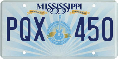 MS license plate PQX450