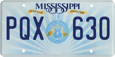 MS license plate PQX630