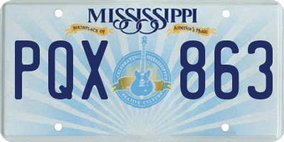 MS license plate PQX863