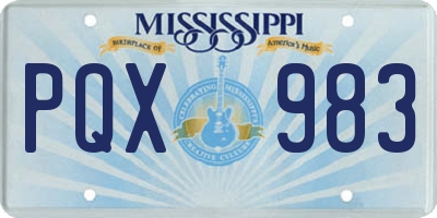 MS license plate PQX983