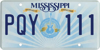 MS license plate PQY111