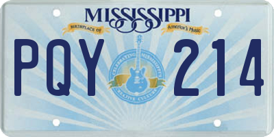MS license plate PQY214