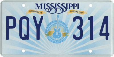 MS license plate PQY314