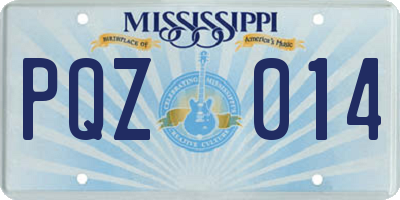 MS license plate PQZ014