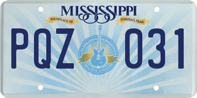 MS license plate PQZ031