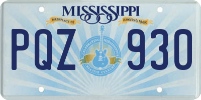 MS license plate PQZ930