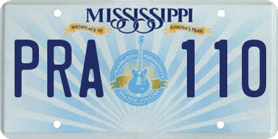 MS license plate PRA110