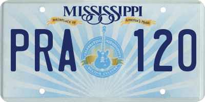 MS license plate PRA120