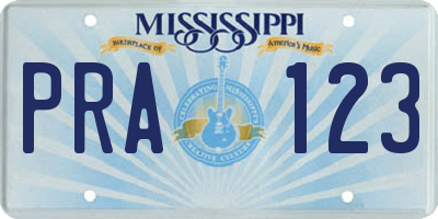 MS license plate PRA123