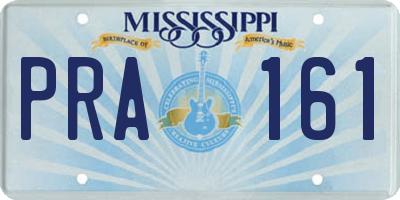 MS license plate PRA161
