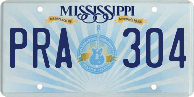 MS license plate PRA304