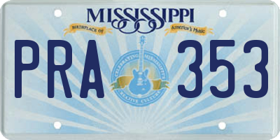 MS license plate PRA353
