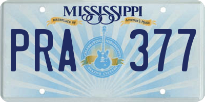 MS license plate PRA377