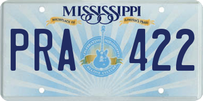 MS license plate PRA422