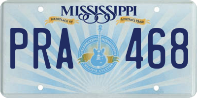 MS license plate PRA468