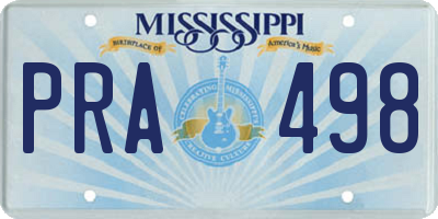 MS license plate PRA498