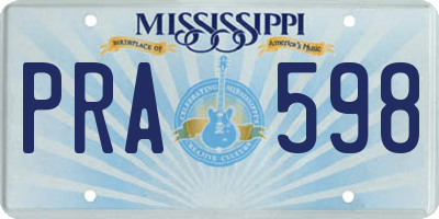 MS license plate PRA598