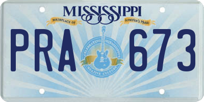 MS license plate PRA673