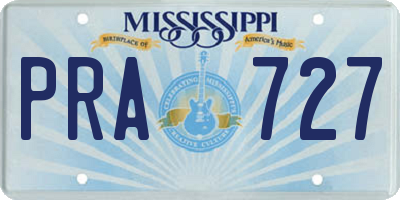 MS license plate PRA727