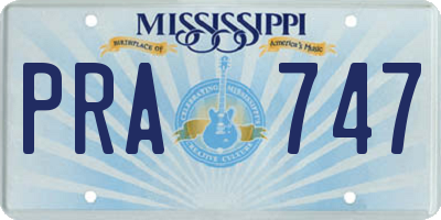 MS license plate PRA747
