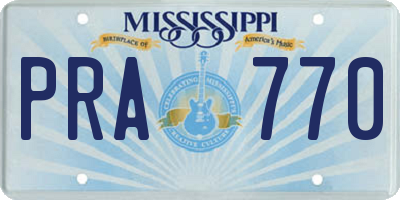 MS license plate PRA770
